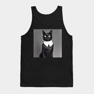 Dignified Black Cat Old Puritan Timey Photograph Tank Top